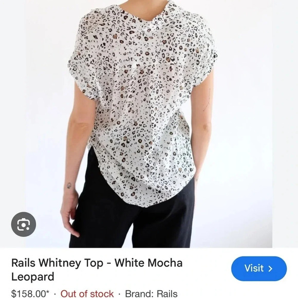 Rails Whitney white/brown leopard print short sleeve button down shirt top L - Picture 3 of 9